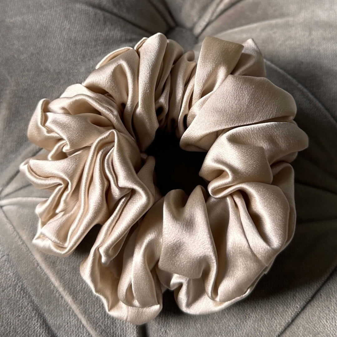 champagne large silk scrunchie
