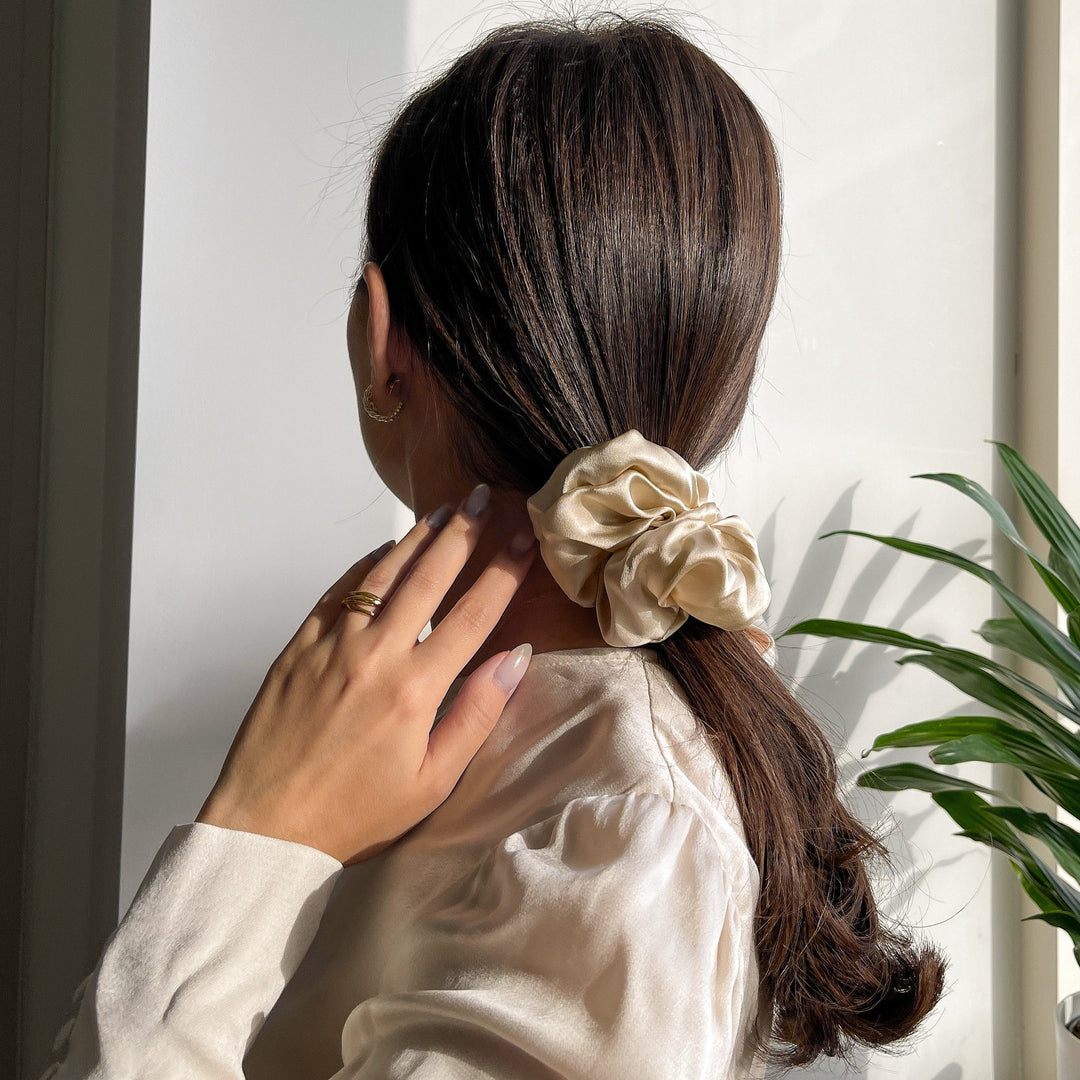Champagne Large Silk Scrunchie
