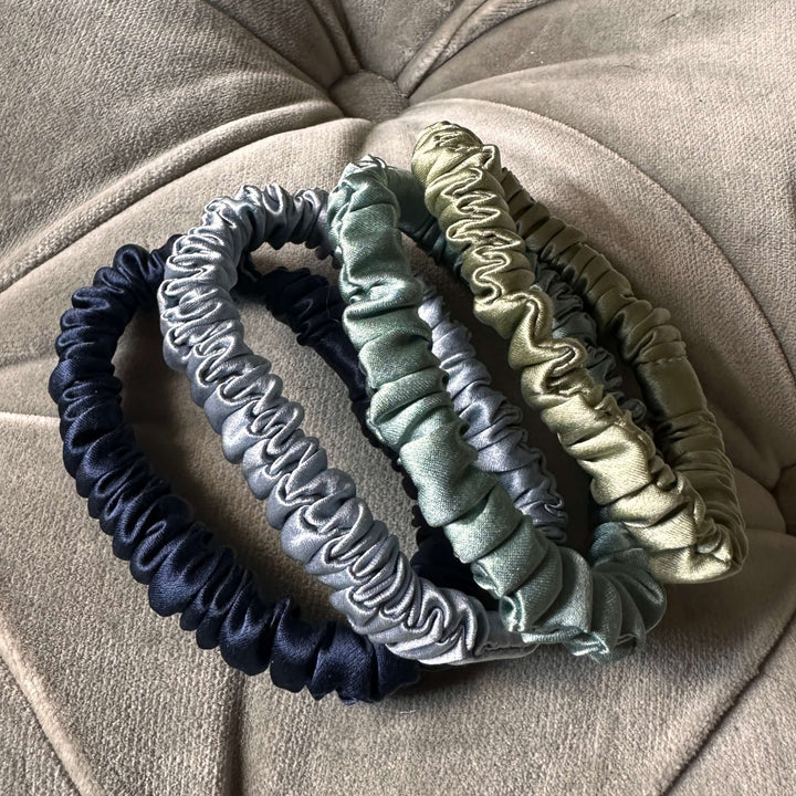 blue green silk hair ties for healthy hair
