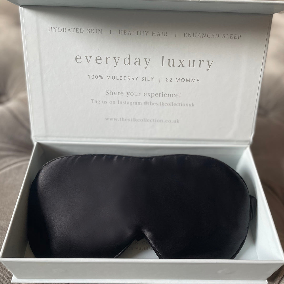 black 100% silk sleep eye mask - The Silk Collection