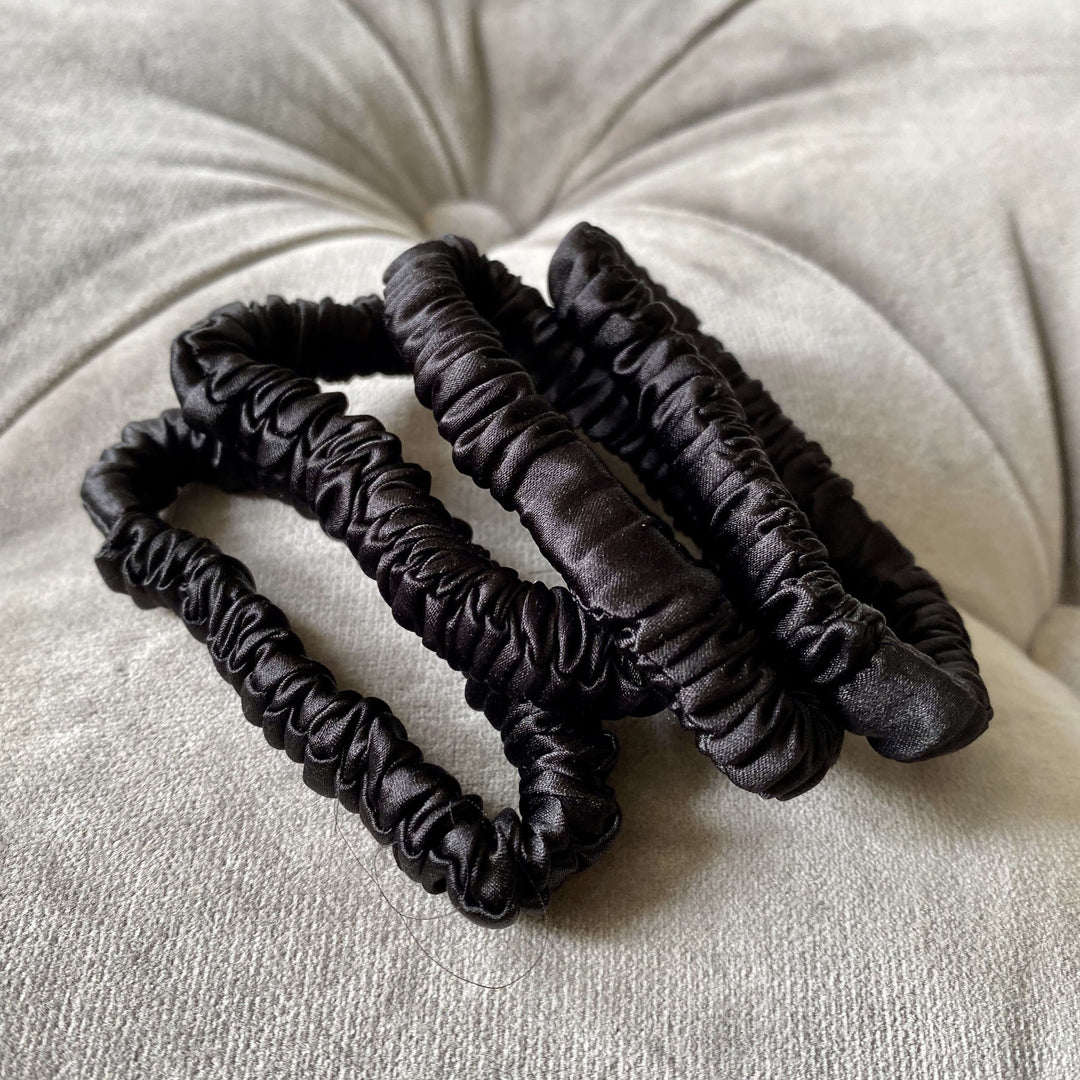 Black Silk Hair Scrunchies