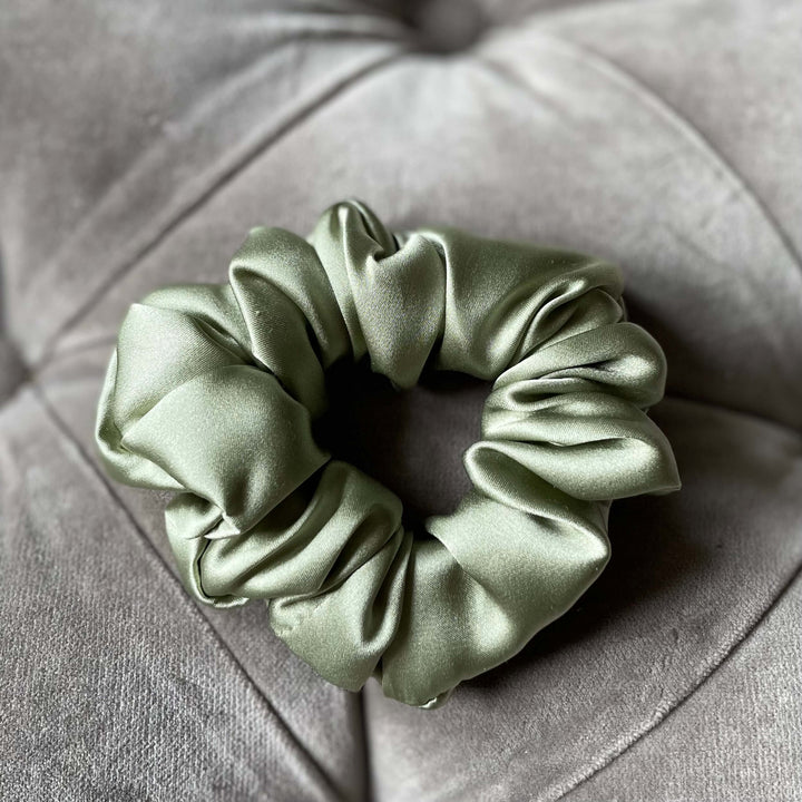 pistachio silk scrunchie