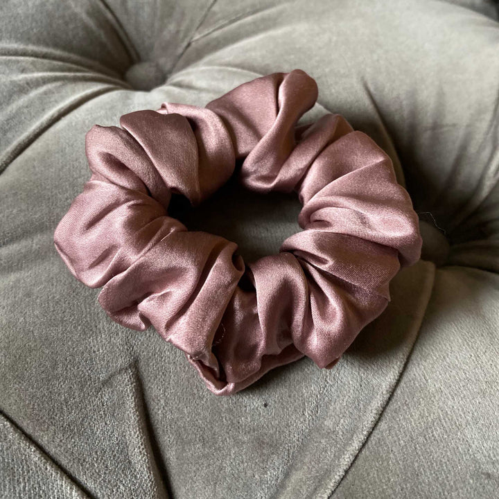 Dark pink silk scrunchie medium