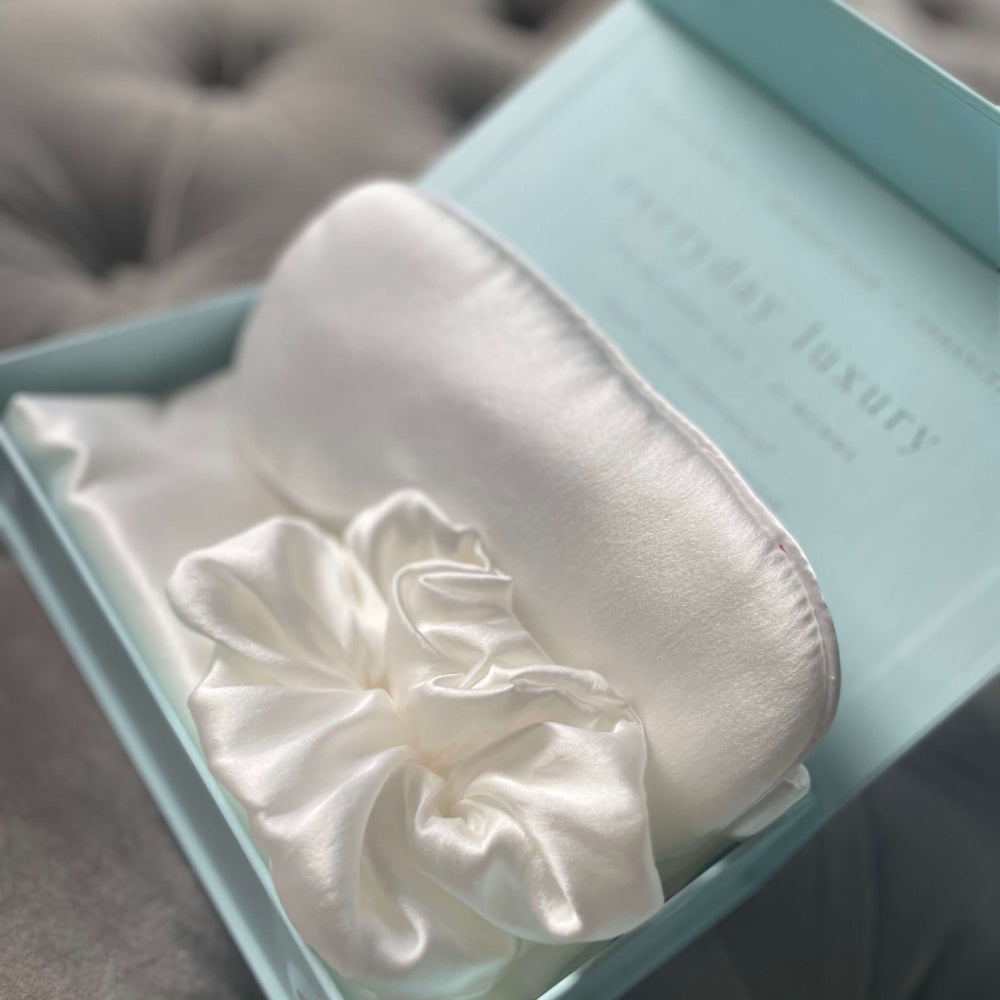 white silk pillowcase UK and silk eye mask