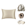 The Silk Rituals Overnight Bundle in Champagne: silk pillowcase, hair bonnet, eye mask and classic scrunchie
