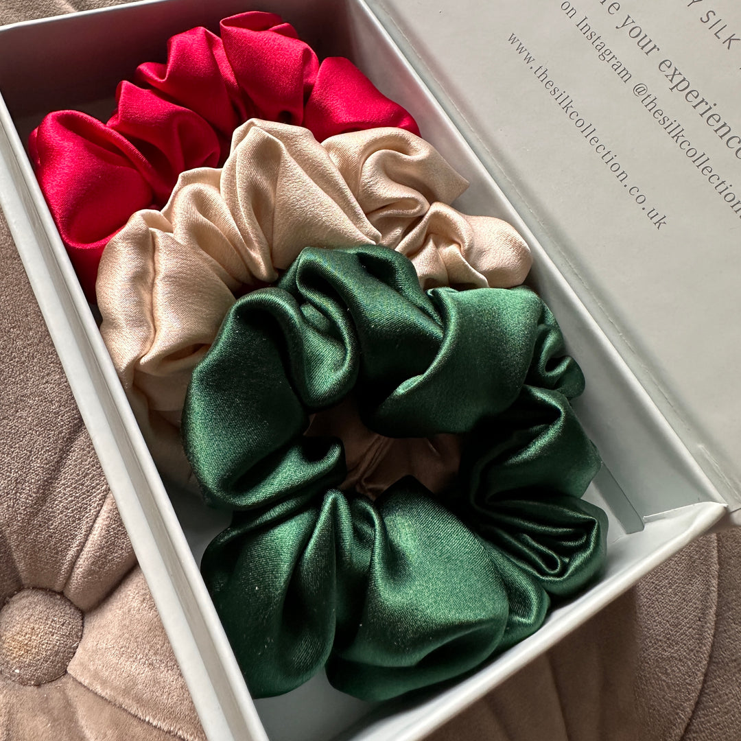 christmas silk hair scrunchies medium size