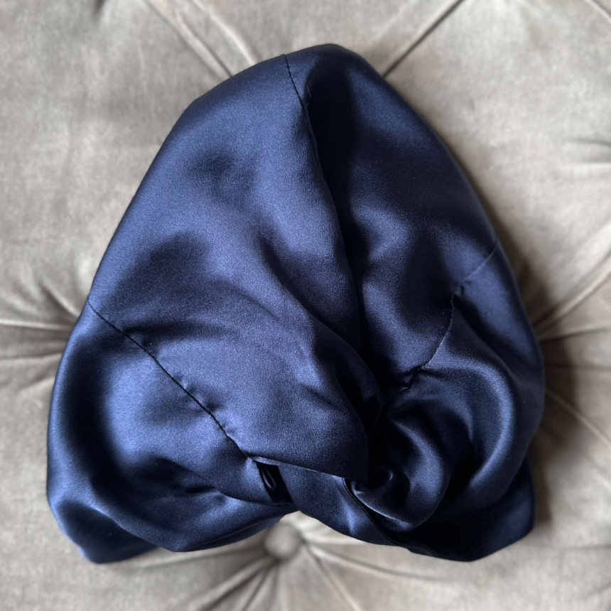 Navy Blue Silk Bonnet