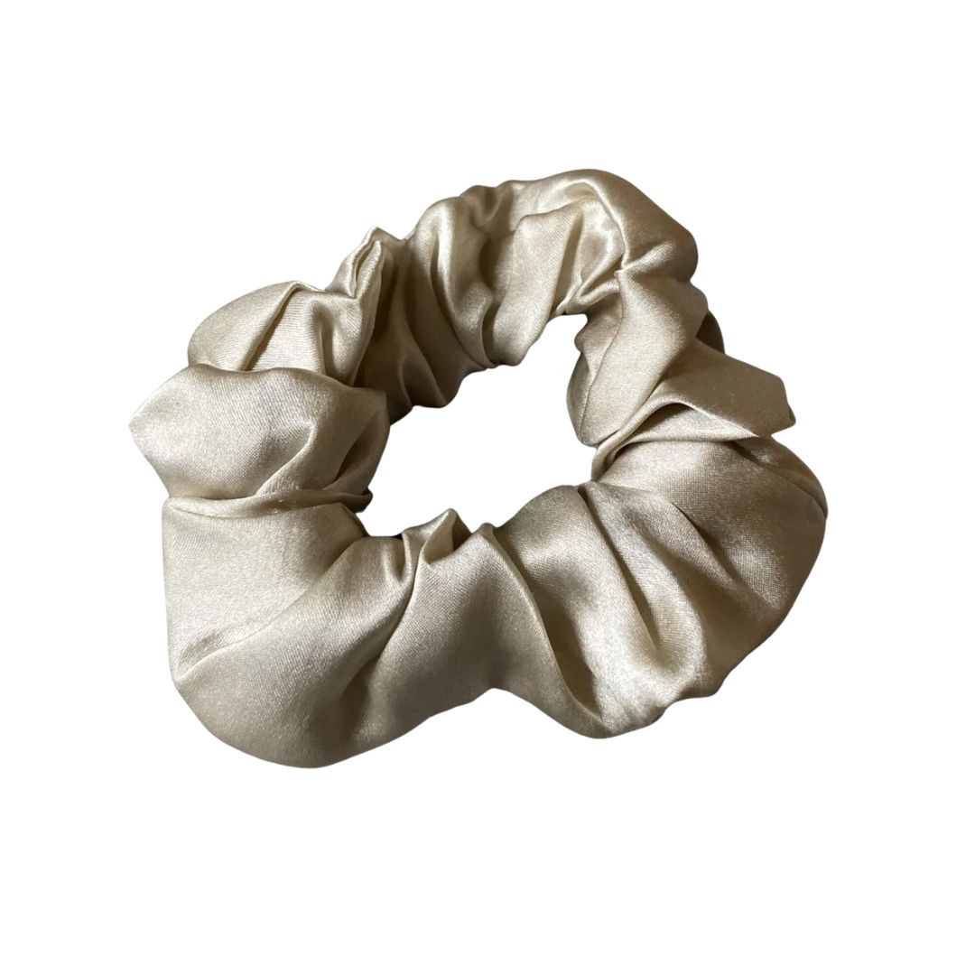 Champagne classic silk scrunchie in 100% mulberry silk