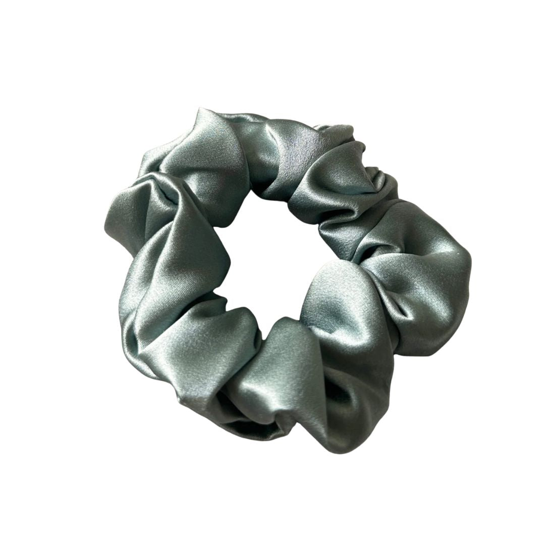 Duck egg blue classic silk scrunchie in 100% mulberry silk