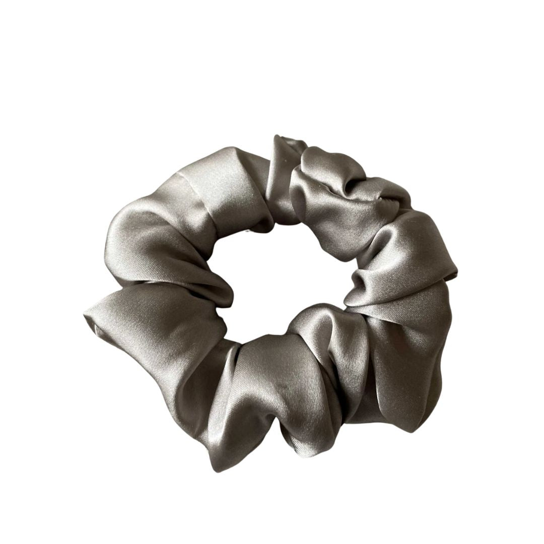 Oyster classic silk scrunchie in 100% mulberry silk, gentle on hair with no creases