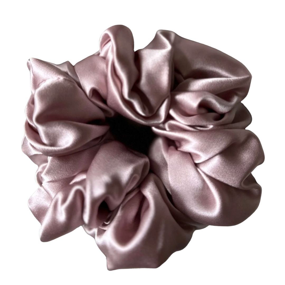Blush pink statement silk scrunchie, an oversized 100% mulberry silk scrunchie