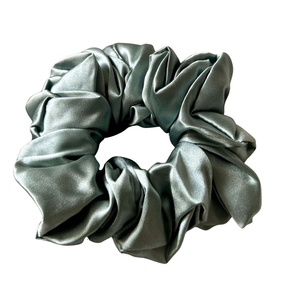 Duck egg blue statement silk scrunchie, an oversized 100% mulberry silk scrunchie