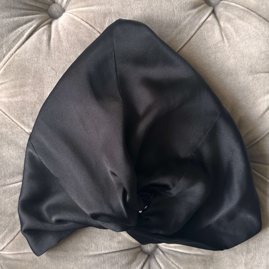 Black silk hair wrap | Silk turban | Silk bonnet