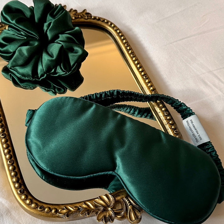 Dark green silk eye mask for sleep