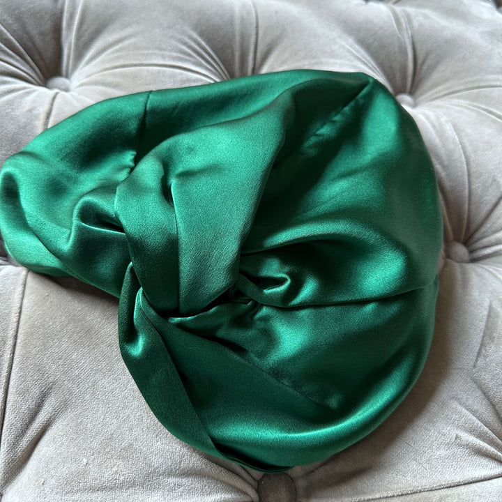 dark green silk hair wrap