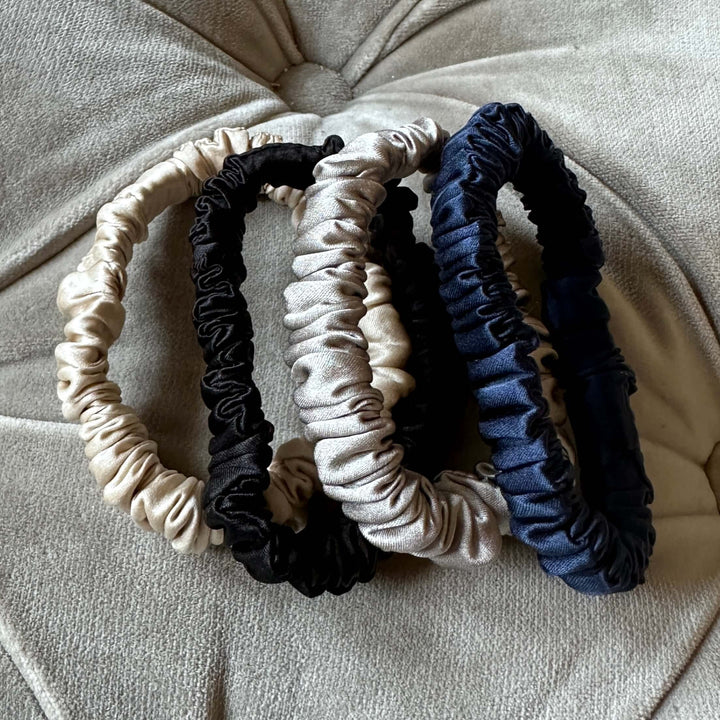 Silk hair ties set of 4 - midnight collection