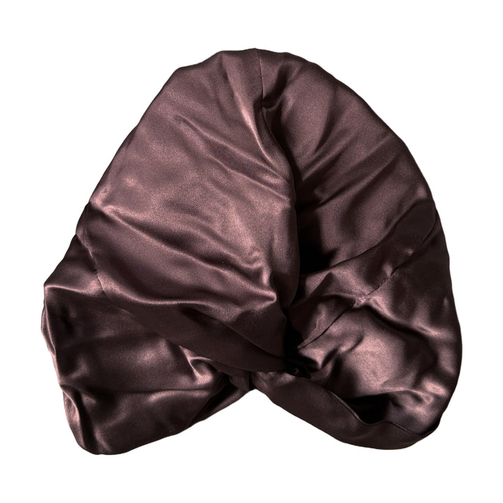 Silk hair bonnet in Espresso, 100% mulberry silk