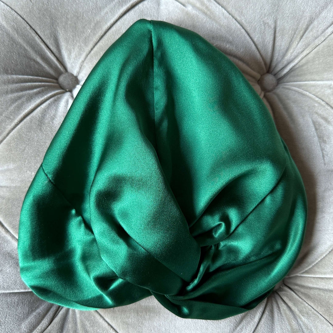 green silk turban