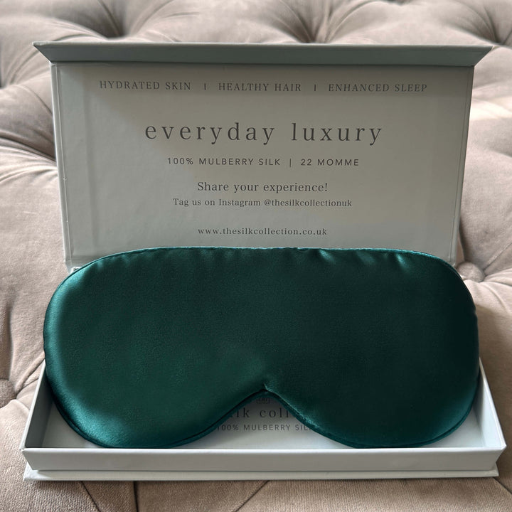 Dark green silk eye mask