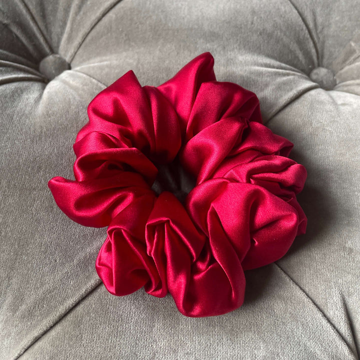 Festive red silk scrunchie large UK