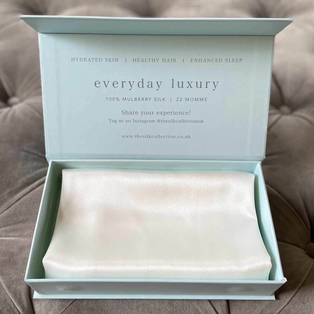 Pearl white silk pillowcase in gift box