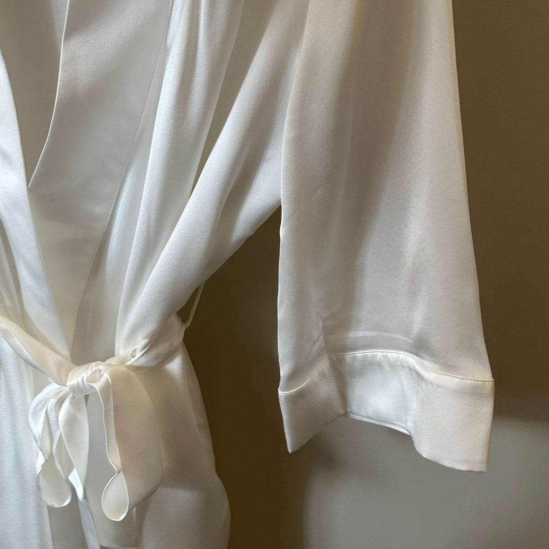 white satin dressing gown uk Ivory Bride satin kimono style dressing gown