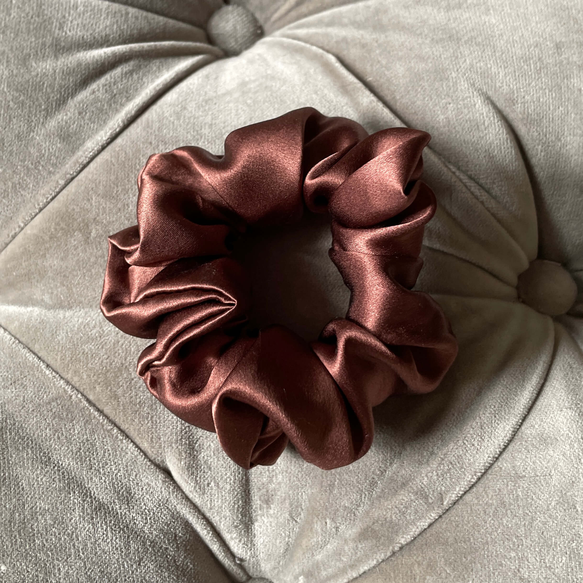 chocolate brown silk scrunchie